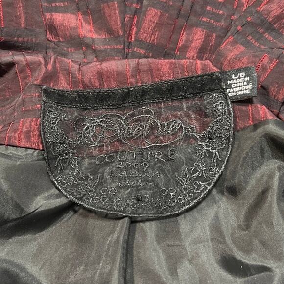 Twelve Couture Y2K 2009 Large Crinkle Jacket Goth Vamp Plaid Whimsygoth Witchy - Picture 3 of 7